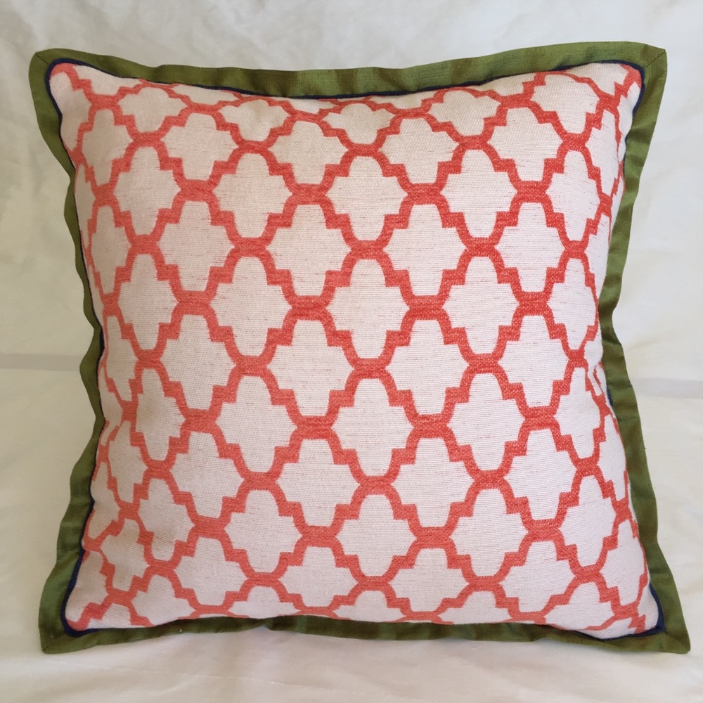 16" Orange/ Ivory Quatrefoil Pillow Cover